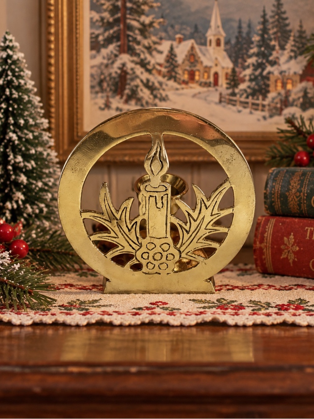 Vintage Christmas Candle Light Candle Holder